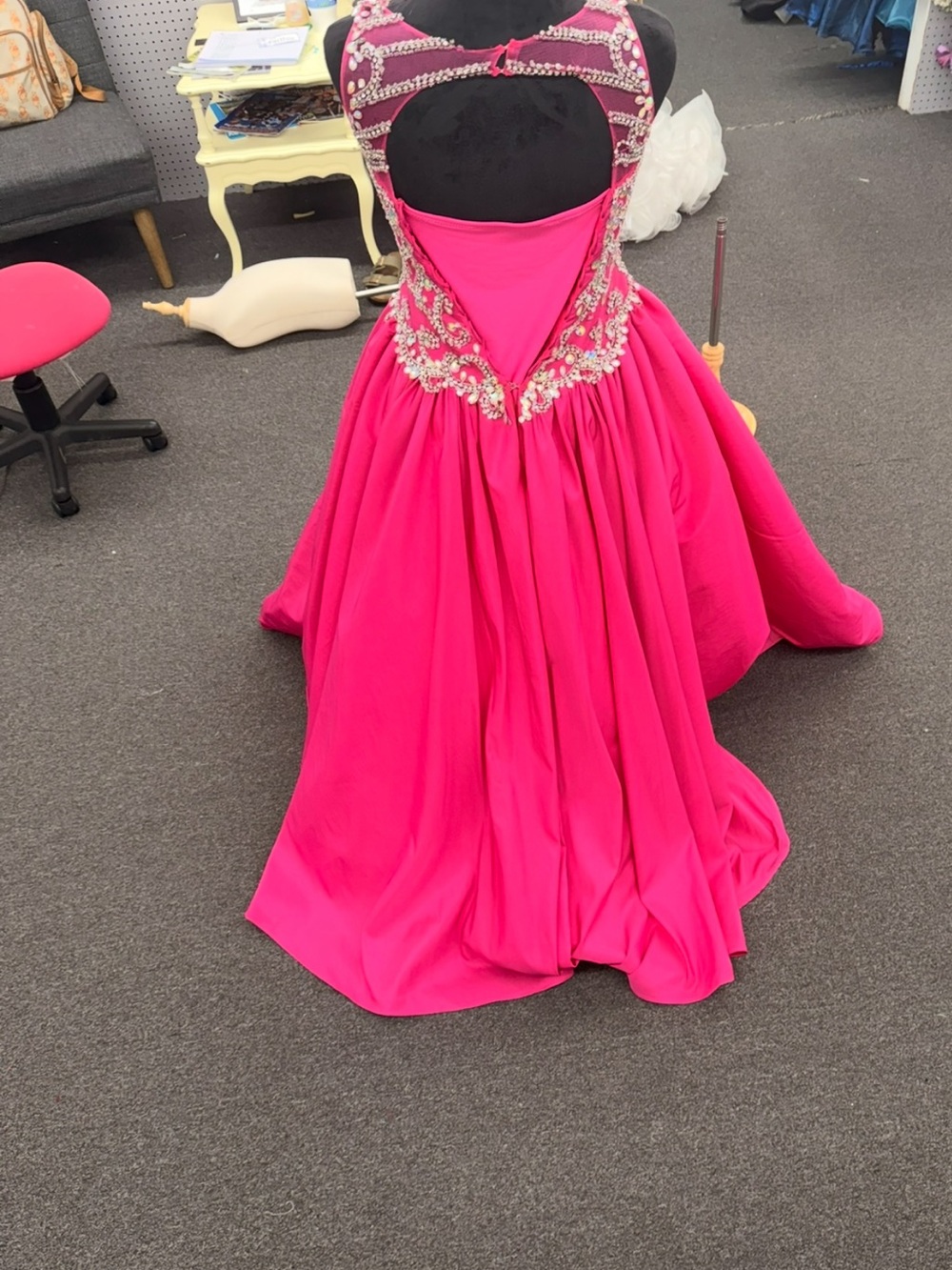 Girls' Hot Pink Jeweled Ball Gown Dress - Picture 2 of 2